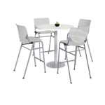 KFI Studios Pedestal Bistro Table with Four Light Gray Kool Series Barstools, Round, 36" Dia x 41h, Designer White View Product Image