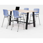 KFI Studios Midtown Bistro Dining Table with Four Periwinkle Kool Barstools, 36 x 72 x 41, Kensington Maple View Product Image