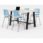 KFI Studios Midtown Bistro Dining Table with Four Sky Blue Kool Barstools, 36 x 72 x 41, Kensington Maple View Product Image