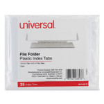 Universal Hanging File Folder Plastic Index Tabs, 1/3-Cut, Clear, 3.7" Wide, 25/Pack (UNV43313) View Product Image