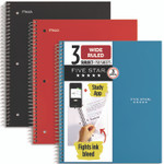Five Star Wirebound Notebook, 3-Subject, Wide/Legal Rule, Assorted Cover Colors, (150) 10.5 x 8.63 Sheets, 3/Pack View Product Image