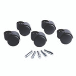 Master Caster Deluxe Futura Flush-Mount Hard-Wheel Casters, 0.44" x 0.88" Grip Ring Type B Stems, 2.19" Nylon Wheels, Matte Black, 5/Set View Product Image
