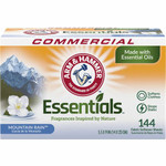 Arm & Hammer Essentials Fabric Softener Sheets - Mountain Rain Scent - Long Lasting, Anti-static, Pleasant Scent, Machine Washable, Durable - White - 144/Box Product Image 