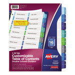 Avery Customizable TOC Ready Index Double Column Multicolor Tab Dividers, 16-Tab, 1 to 16, 11 x 8.5, White, 1 Set (AVE11320) View Product Image