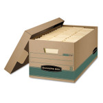 Bankers Box STOR/FILE Medium-Duty 100% Recycled Storage Boxes, Letter Files, 12.88" x 25.38" x 10.25", Kraft/Green, 12/Carton (FEL1270101) View Product Image