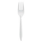 Berkley Square Individually Wrapped Mediumweight Cutlery, Fork, Plastic, White, 1,000/Carton View Product Image