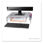 Mind Reader Raise Metal Mesh Monitor Stand with Drawer, 20" x 12" x 5.75", Silver, Supports 25 lbs View Product Image