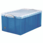 Really Useful Box Snap-Lid Storage Bin, 16.9 gal, 17.31" x 28" x 12.25", Transparent Blue View Product Image