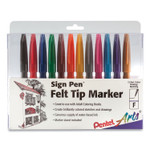 Pentel Arts Sign Pen Fine Point Color Marker, Extra-Fine Bullet Tip, Assorted Colors, 12/Set View Product Image