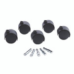 Master Caster Deluxe Duet Hard-Wheel Casters, 0.44" x 0.88" Grip Ring Type B Stems, 2" Nylon Wheels, Matte Black, 5/Set View Product Image
