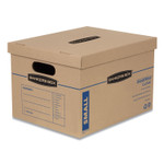 Bankers Box SmoothMove Classic Moving/Storage Boxes, Half Slotted Container (HSC), Small, 12" x 15" x 10", Brown/Blue, 10/Carton View Product Image