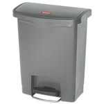 Rubbermaid Commercial Slim Jim Streamline Resin Step-On Container, Front Step Style, 8 gal, Polyethylene, Gray View Product Image
