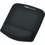 Fellowes PlushTouch Microban Mouse Pad Wrist Rest - 1" Height x 7.25" Width x 9.38" Depth - Black - Polyurethane, Foam - Wear Resistant, Tear Resistant, Skid Proof Product Image 