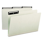 Smead Recycled Heavy Pressboard File Folders with Insertable 1/3-Cut Metal Tabs, Legal Size, 1" Expansion, Gray-Green, 25/Box View Product Image