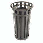 Global Industrial Outdoor Slatted Steel Trash Can, 24 gal, Black View Product Image