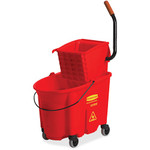Rubbermaid Commercial WaveBrake 35 QT Side Press & Wringer - 8.75 gal - Splash Resistant - 36.5" x 15.7" x 20.1" - Tubular Steel, Plastic - Red Product Image 