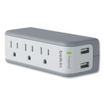 Belkin SurgePlus USB Swivel Charger, 3 AC Outlets/2 USB Ports, 918 J, White View Product Image
