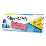 Paper Mate Pink Pearl Eraser, For Pencil Marks, Rectangular Block, Medium, Pink, 24/Box (PAP70520) View Product Image