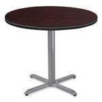 NPS Cafe Table, 36" Diameter x 30h, Round Top/X-Base, Mahogany Top, Gray Base View Product Image