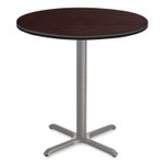 NPS Cafe Table, 36" Diameter x 36h, Round Top/X-Base, Mahogany Top, Gray Base View Product Image