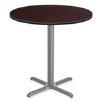 NPS Cafe Table, 36" Diameter x 42h, Round Top/X-Base, Mahogany Top, Gray Base View Product Image
