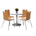 KFI Studios Pedestal Table with Four Natural Jive Series Chairs, Round, 36" Dia x 29h, Crisp Linen View Product Image