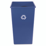 Rubbermaid Commercial Square Recycling Container, 50 gal, Plastic, Blue View Product Image