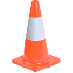 Tatco Sturdy Molded Reflective Traffic Cone - Cone Shape - Reflective Paint, Stackable - Outdoor - Polyvinyl Chloride (PVC) - Orange Product Image 