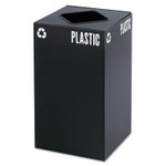 Public Square Plastic-Recycling Container, Square, Steel, 25 Gal, Black (SAF2981BL) View Product Image