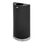 Rubbermaid Commercial European and Metallic Series Open Top Half-Round Receptacle, 12 gal, Steel, Black/Chrome (RCPSO1220B) View Product Image