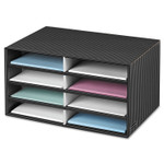 Bankers Box Decorative Sorter, 8 Letter Compartments, 19.5 x 12.38 x 10.25, Black/Gray Pinstripe (FEL6170301) Product Image 