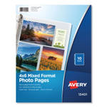 Avery Photo Storage Pages for Six 4 x 6 Mixed Format Photos, 3-Hole Punched, 10/Pack (AVE13401) View Product Image