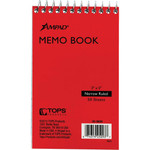 Ampad Topbound Memo Notebook - 50 Sheets - Wire Bound - 3" x 5" Sheet Size - White Paper - Assorted Pressboard Cover Product Image 