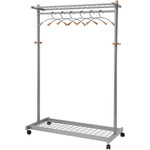 Alba 2-shelf Mobile Chrome Coat Rack - 36 x Hanger - 72" Height x 45" Width x 22" Depth - Hanging Hook, Built-in Wheels - Chrome Product Image 