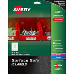 Avery Surface Safe ID Label - 7/8" Width x 2 5/8" Length - Removable Adhesive - Rectangle - Laser, Inkjet - White Product Image 