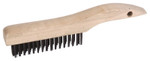 Weiler Shoe Handle Scratch Brushes  10 In  2X17 Rows  Stainless Steel Wire  Wood Handle (804-44062) View Product Image