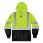 ergodyne GloWear 8373 Hi-Vis Class 3 Hooded Sweatshirt with Black Bottom, Polar Fleece, Lime, Medium View Product Image