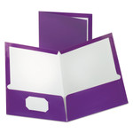Oxford Two-Pocket Laminated Folder, 100-Sheet Capacity, 11 x 8.5, Metallic Purple, 25/Box View Product Image