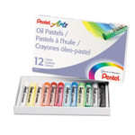 Pentel Oil Pastel Set With Carrying Case, 12 Assorted Colors, 0.38" dia x 2.38", 12/Set View Product Image
