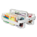 deflecto Stackable Caddy Organizer with S, M and L Containers, Plastic, 10.5 x 14 x 6.5, White Caddy/Clear Containers View Product Image