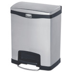 Rubbermaid Commercial Slim Jim Stainless Steel Step-On Container, Front Step Style, 8 gal, Stainless Steel, Black View Product Image