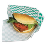 Bagcraft Grease-Resistant Paper Wraps and Liners, 12 x 12, Green Check, 1,000/Box, 5 Boxes/Carton Product Image