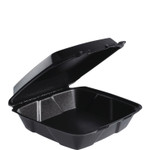 Dart Insulated Foam Hinged Lid Containers, 9.01 x 9.4 x 3.1, Black, 100/Bag, 2 Bags/Carton, 200 Containers/Carton View Product Image