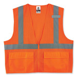 ergodyne GloWear 8220Z Class 2 Standard Mesh Zipper Vest, Polyester, Large/X-Large, Orange View Product Image