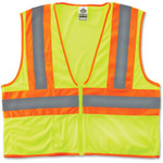 Ergodyne Class 2 Two-tone Lime Vest - 2-Xtra Large/3-Xtra Large - Lime - Reflective, Machine Washable, Lightweight, Pocket, Zipper Closure Product Image 