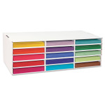 Pacon Classroom Keepers Letter-Size Construction Paper Sorter/Storage Box, 15 Compartments, 29.25 x 12.88 x 9.38, White View Product Image