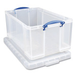 Really Useful Box Snap-Lid Storage Bin, 16.9 gal, 17.31" x 28" x 12.25", Clear/Blue View Product Image