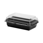SOLO Creative Carryouts Hinged Plastic Hot Deli Boxes, 24 oz, 7.87 x 5.4 x 2.1, Black/Clear, 200/Carton View Product Image