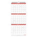 Three-Month Wall Calendar, 12 x 27, White/Red Sheets, 14-Month: Dec 2025 to Jan 2027 Product Image