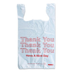 Monarch Plastic "Thank You - Have a Nice Day" Shopping Bags, Cut-Out Handles, 11.5" x 6.5" x 22", White/Red, 250/Box View Product Image